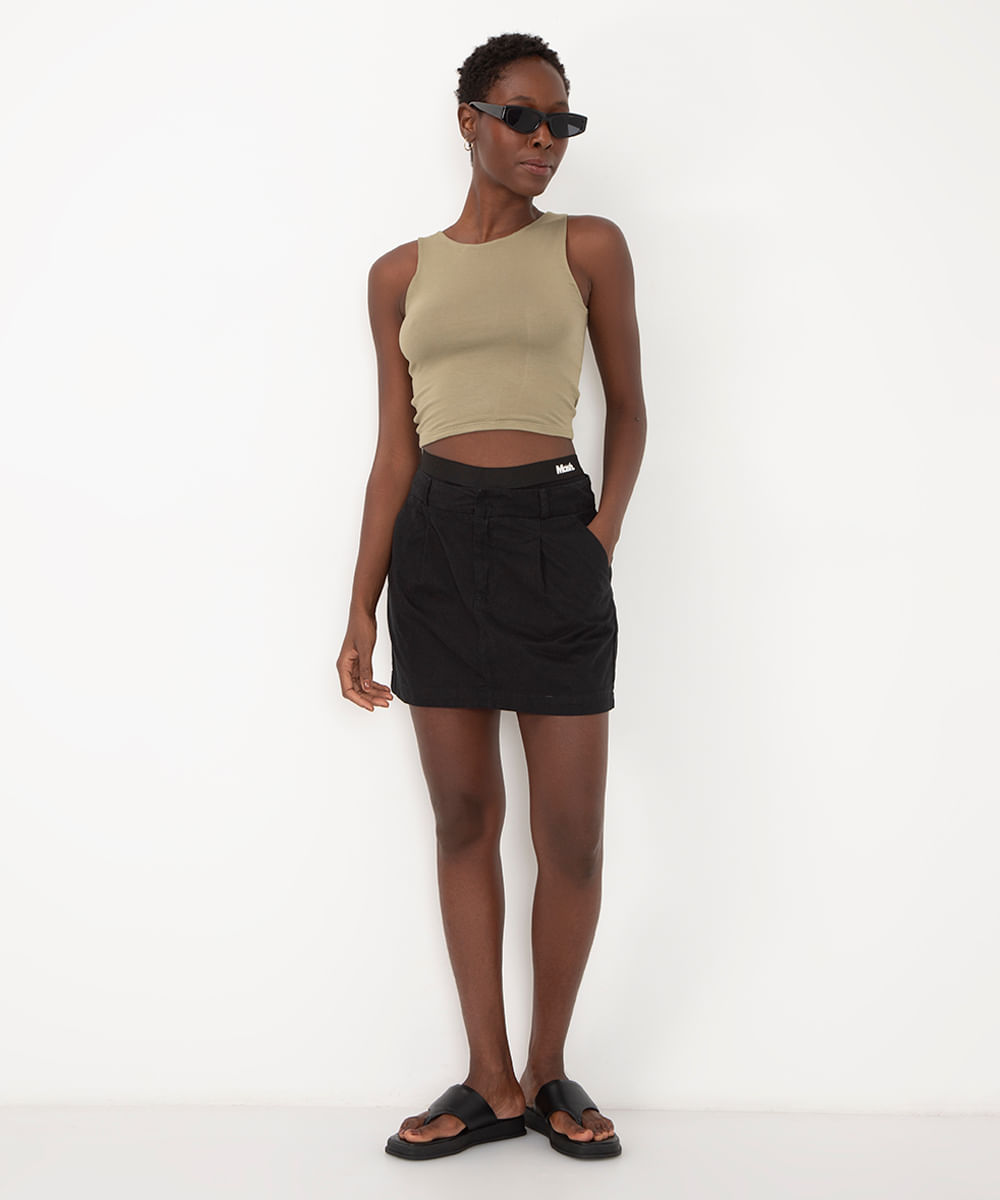 cropped de viscose alça média verde médio - verde mate