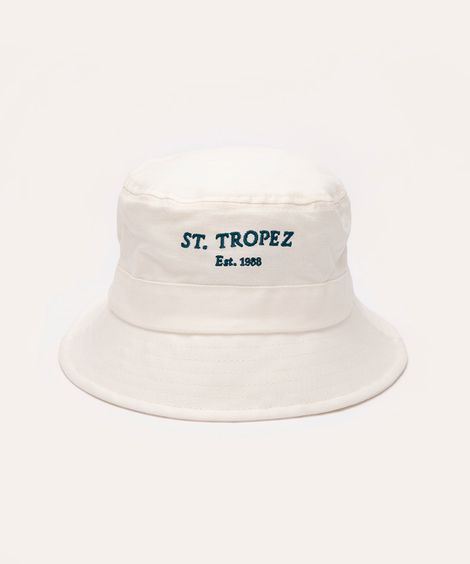 chapéu bucket bordado st tropez off white