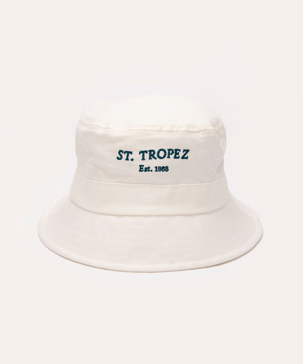 chapéu bucket bordado st tropez off white