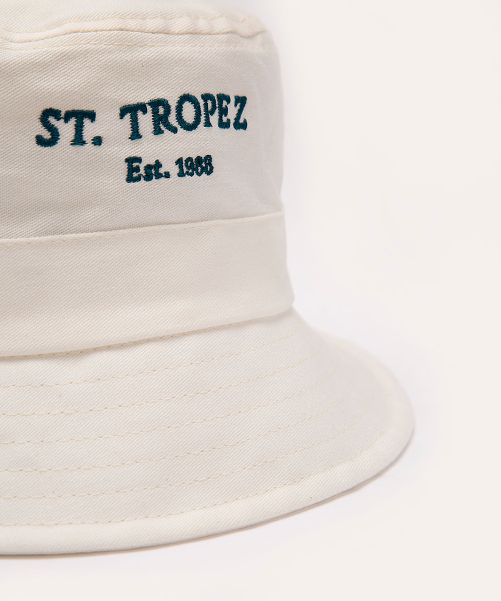 chapéu bucket bordado st tropez off white