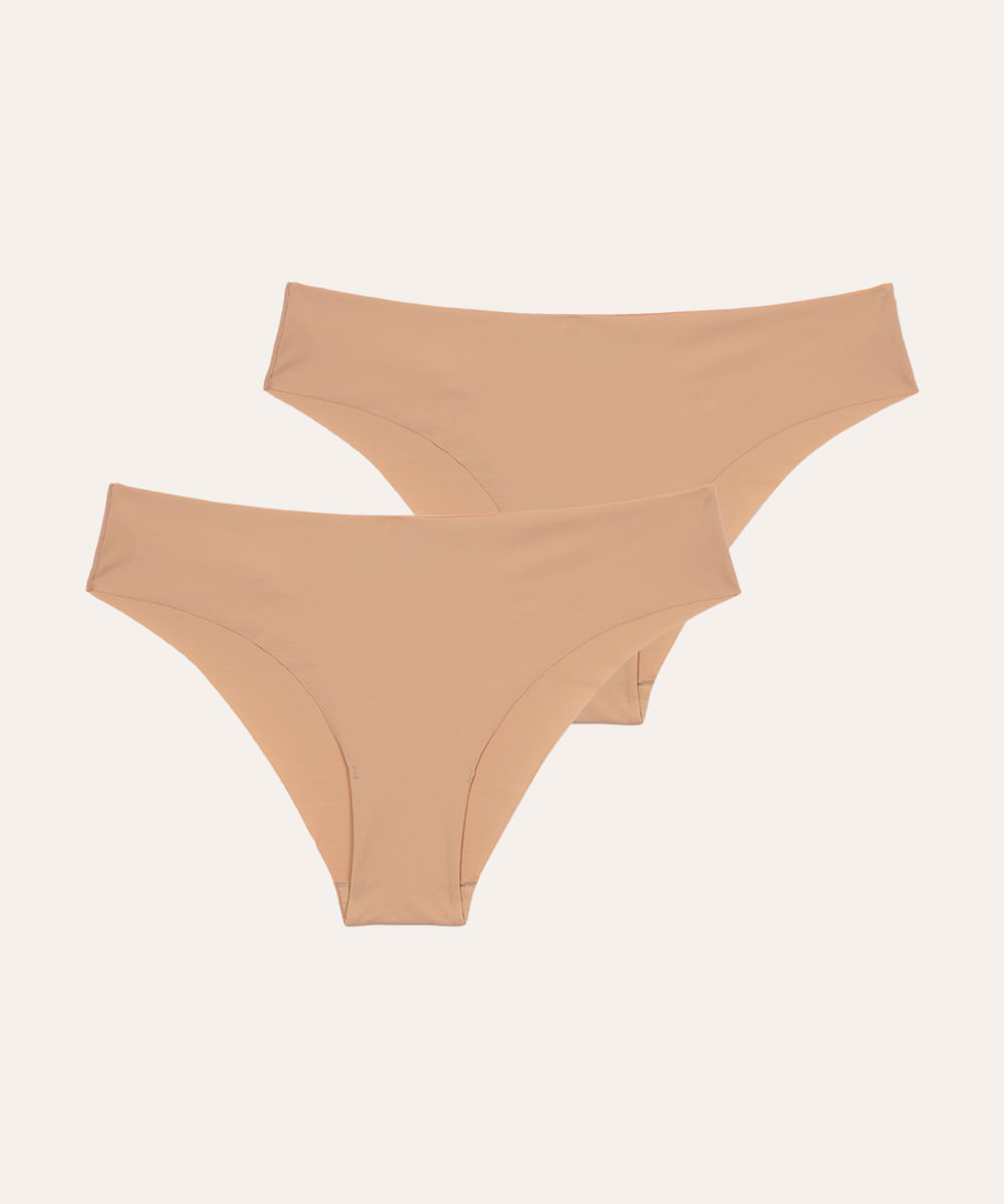 kit de duas calcinhas corte fio bege