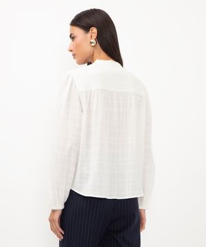 camisa de tule bordada off white