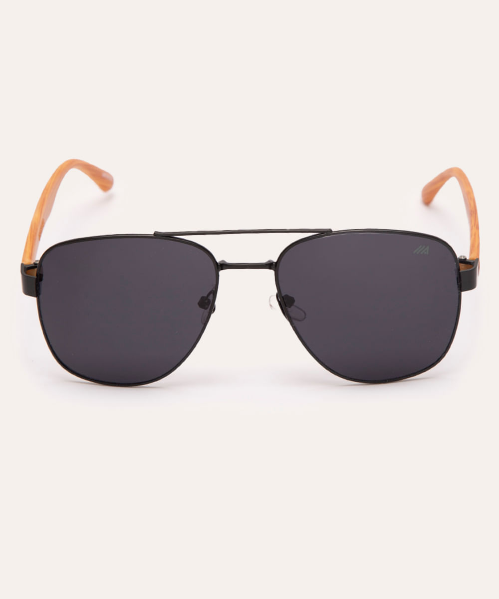 óculos de sol aviador preto