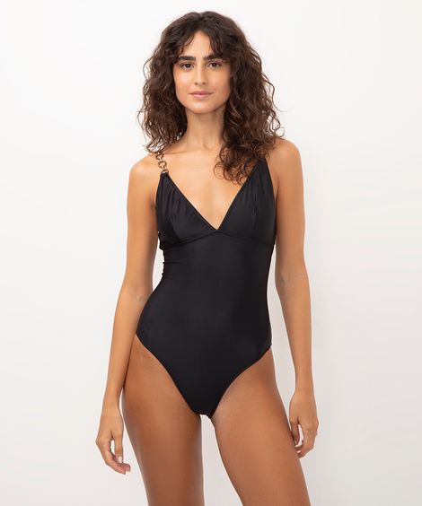 maiô argola com proteção uv preto