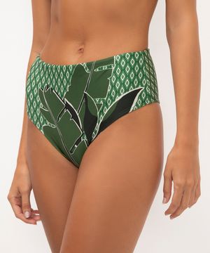 calcinha biquíni hot pant geométrica proteção uv verde