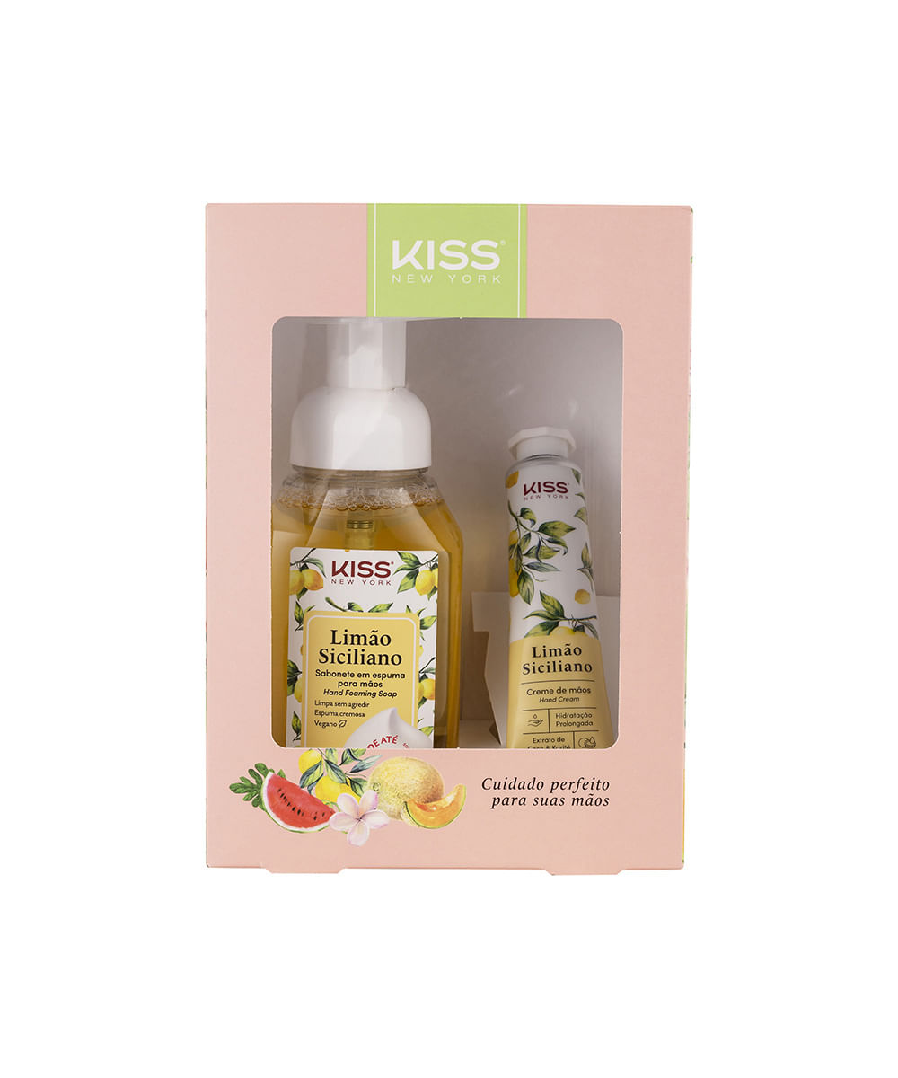 kit kiss new york limão siciliano sabonete líquido 250ml e creme de mãos