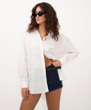 camisa de algodão oversized off white