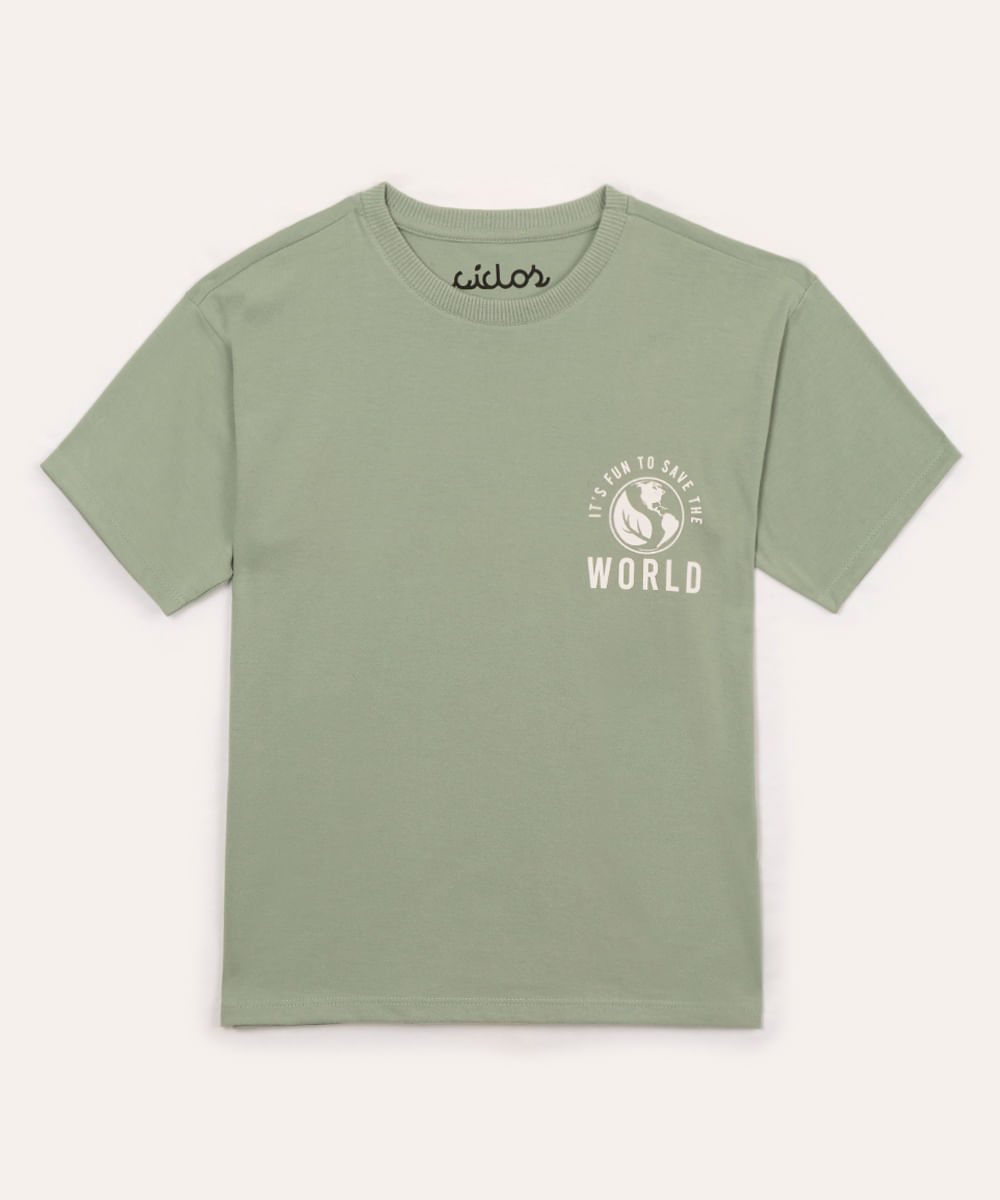 camiseta infantil save the world ciclos verde