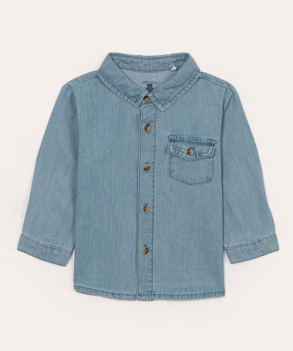 camisa jeans infantil - JEANS MEDIO