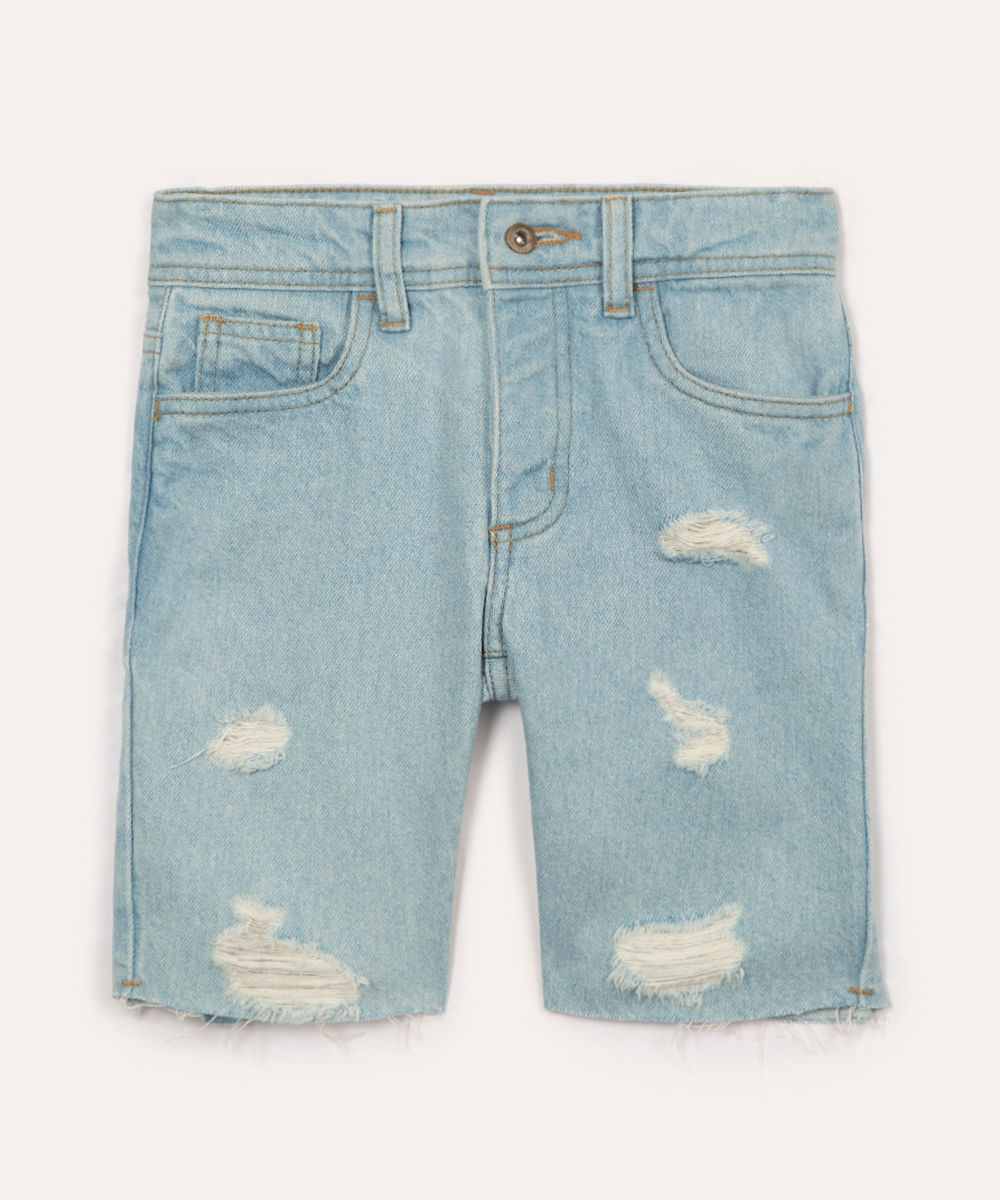 bermuda jeans infantil destroyed ciclos azul
