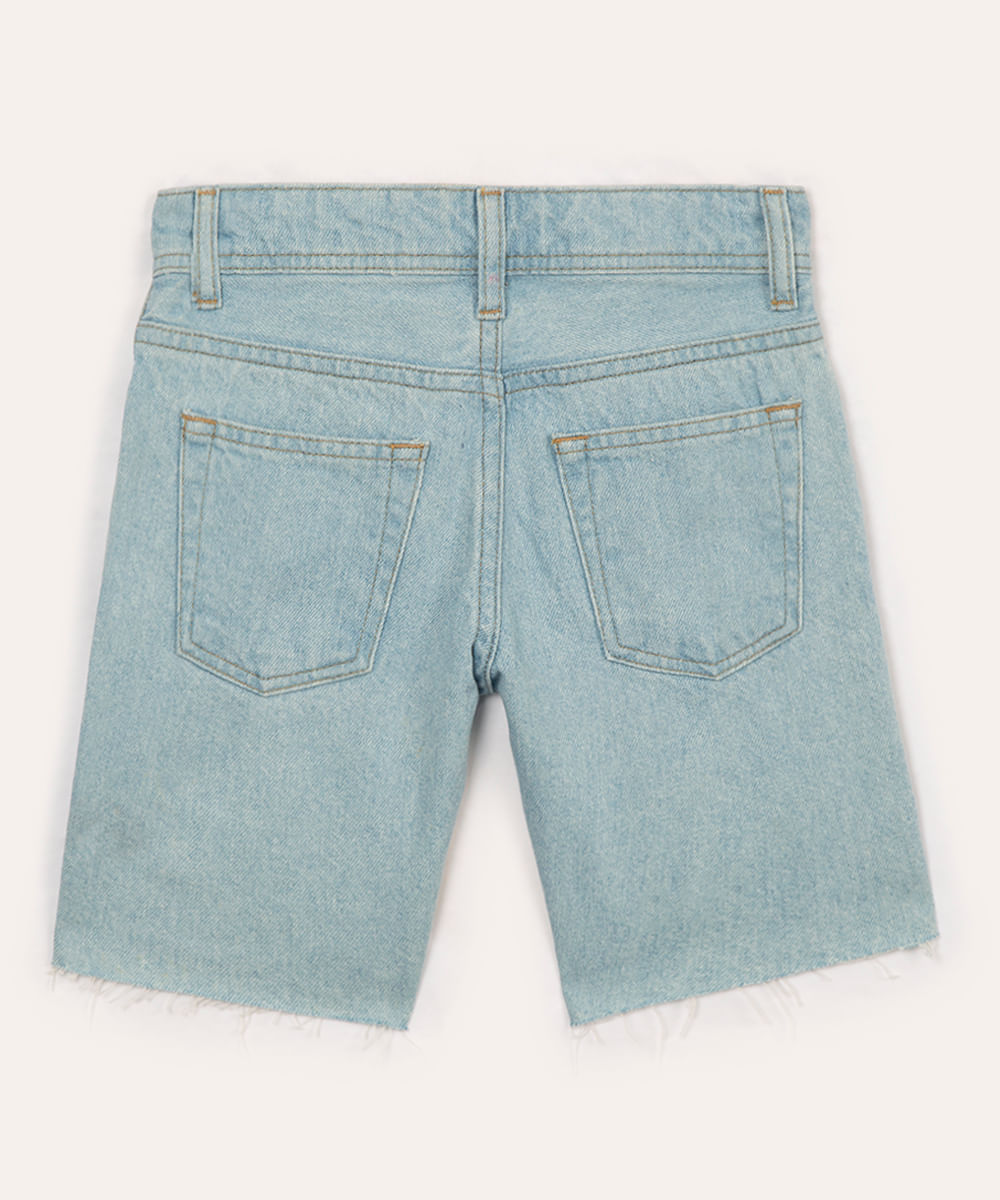 bermuda jeans infantil destroyed ciclos azul