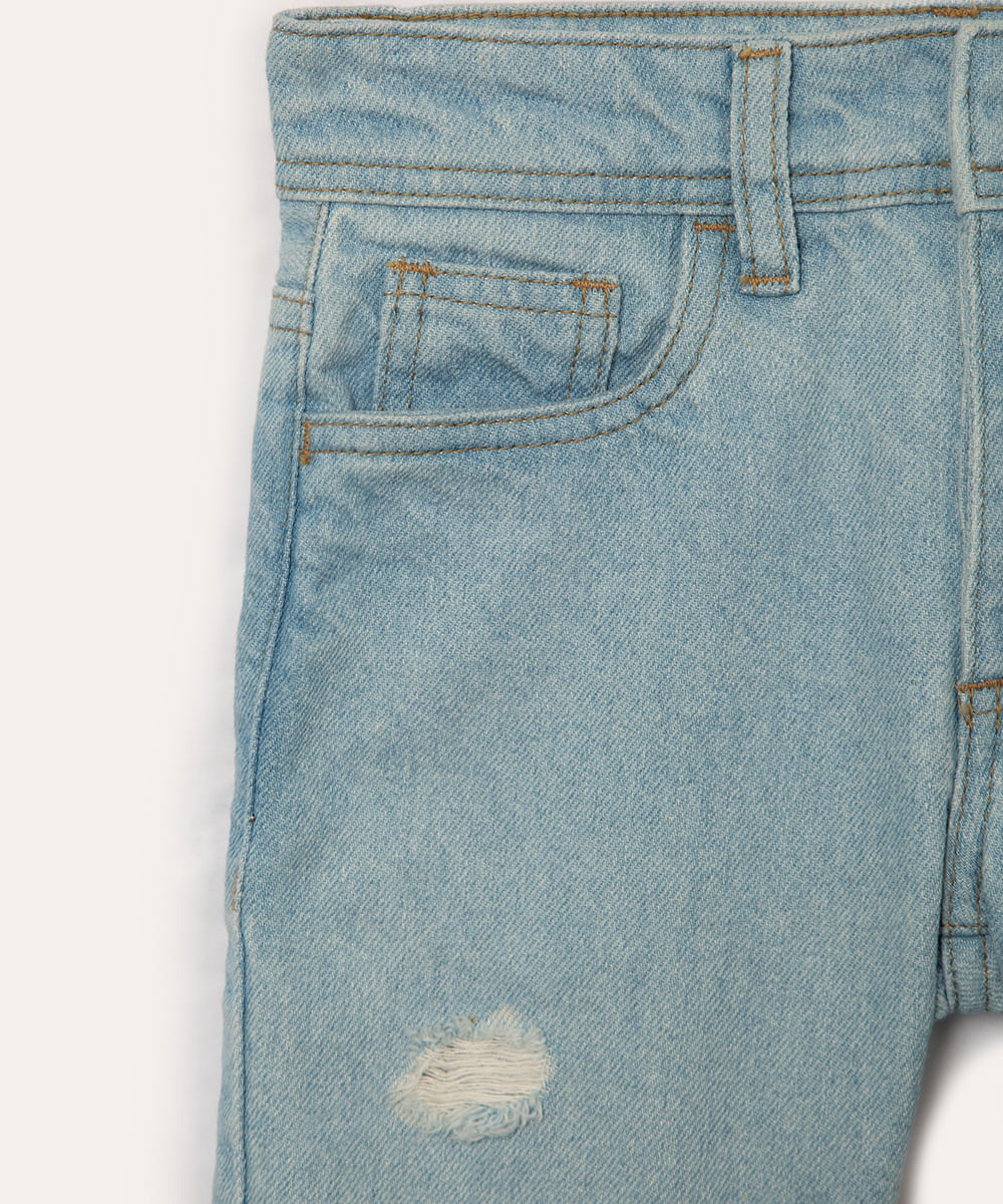 bermuda jeans infantil destroyed ciclos azul