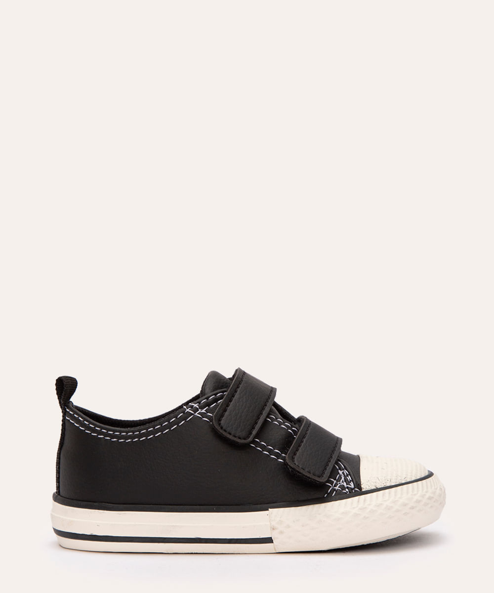 tênis infantil com tiras e velcro preto