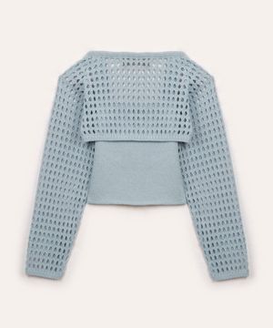 blusa com bolero de tricot infantil azul