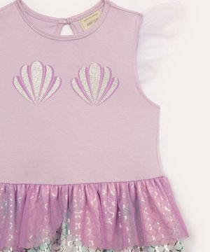 vestido infantil fantasia sereia lilás