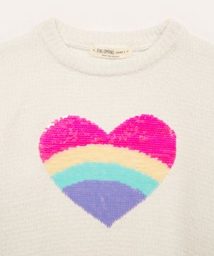 suéter infantil tricot coração off white
