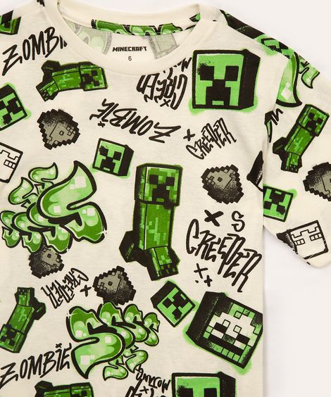 pijama infantil minecraft off white
