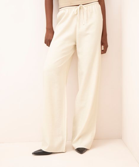 calça pajama cós elástico mindset bege