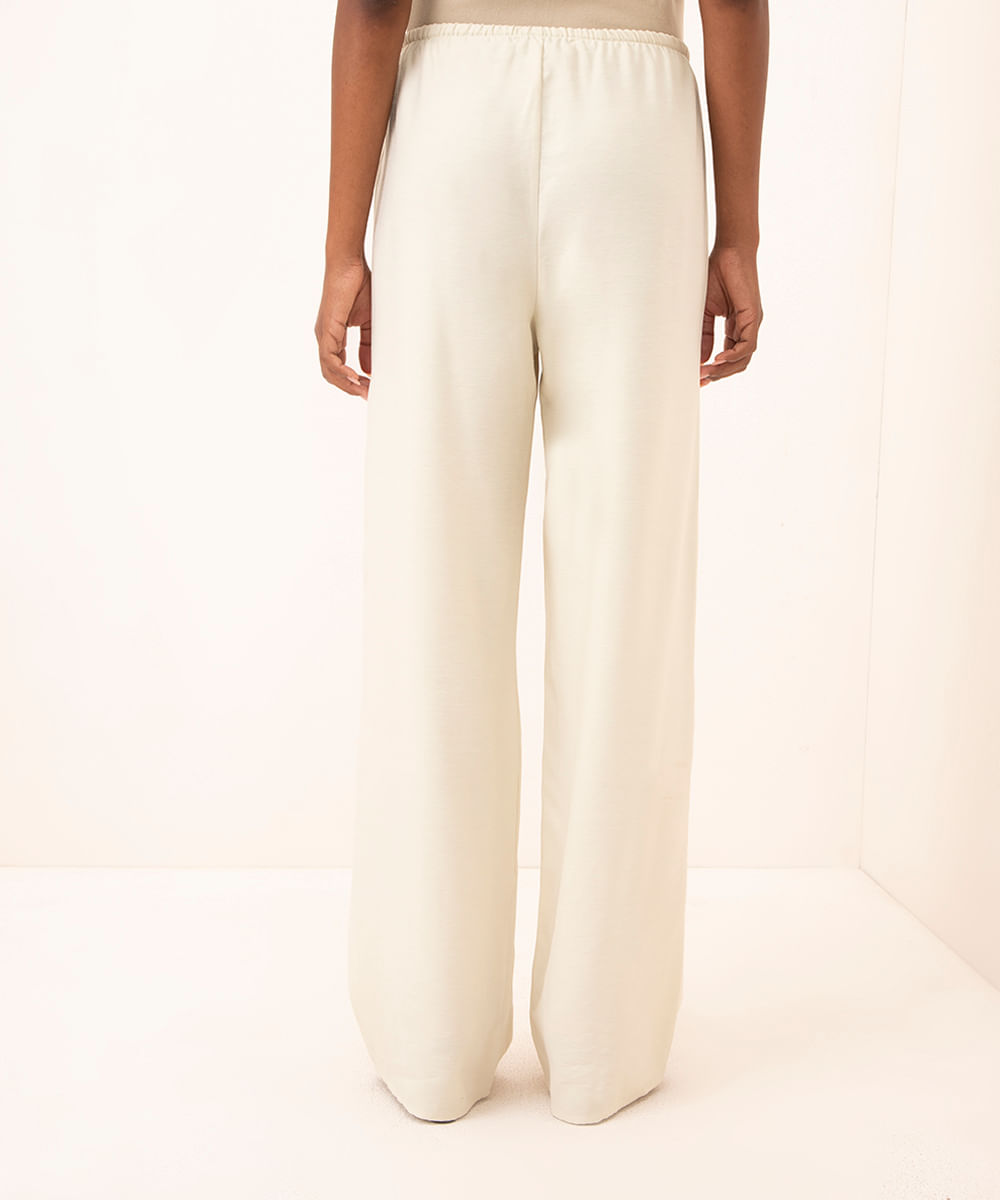 calça pajama cós elástico mindset bege