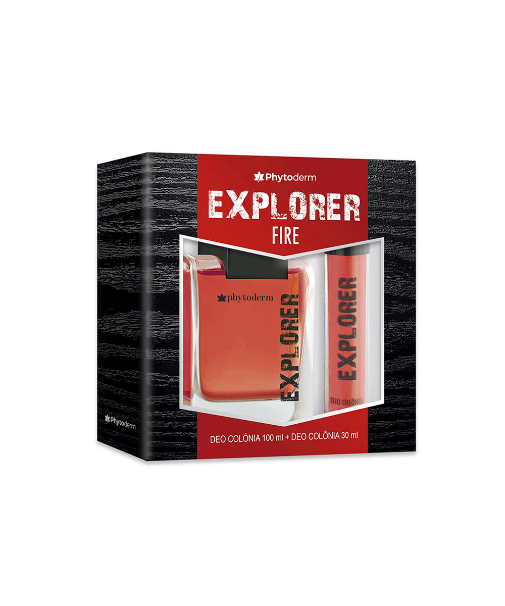 kit presente phytoderm explorer fire com deo colônia 85ml e mini de bolso 30ml