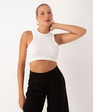 cropped de algodão canelado bff agatha off white