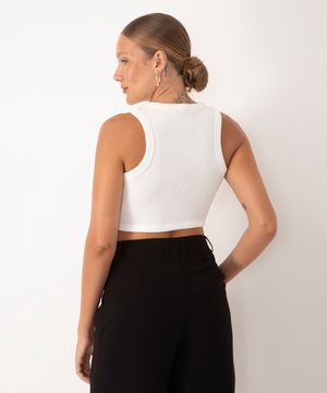 cropped de algodão canelado bff agatha off white