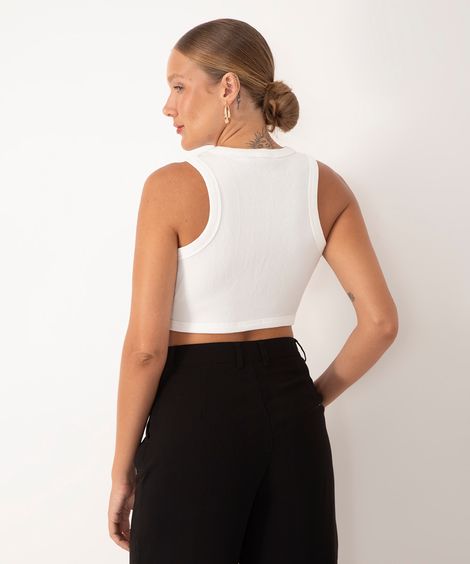 cropped de algodão canelado bff agatha off white