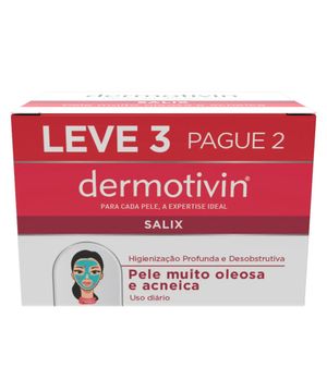 Dermotivin Kit com 3 Unidades - Sabonete em Barra Salix para Peles Muito Oleosas e Acneicas 90g