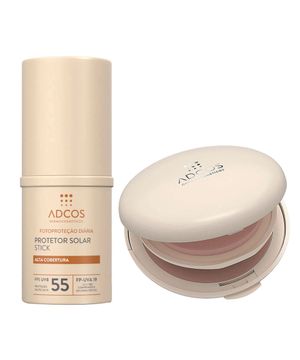 Adcos Dermocosméticos Kit - Protetor Solar Pó Compacto Com Cor Peach + Protetor Solar Stick Com Cor Ivory