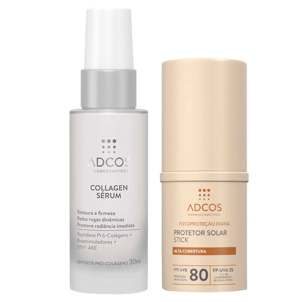 Adcos Dermocosméticos Kit - Sérum Facial + Protetor Solar Stick Com Cor Bronze