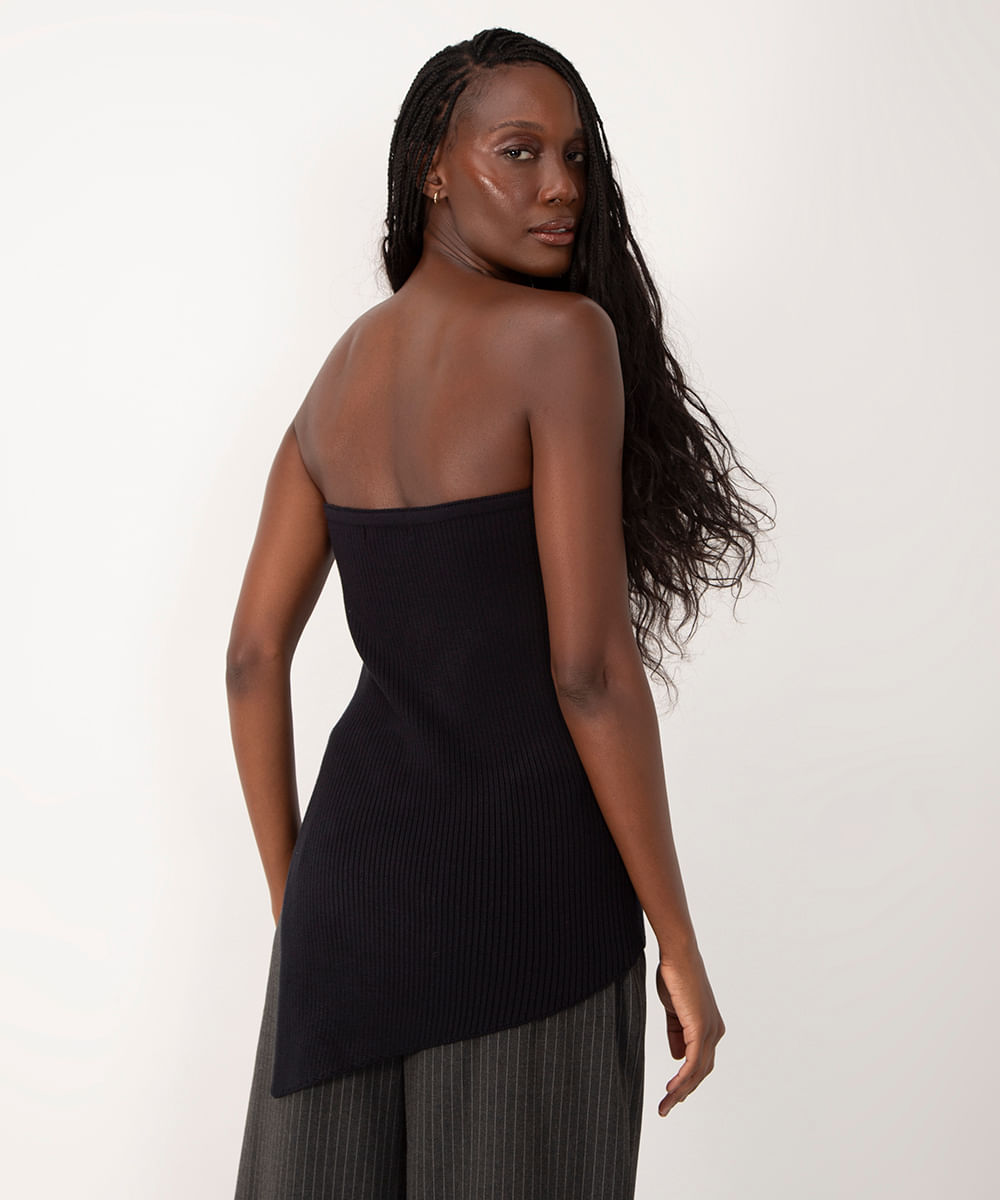 blusa de tricot assimétrica bff agatha preto