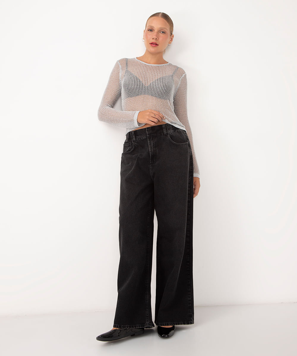 blusa de tricot metalizada bff agatha prata