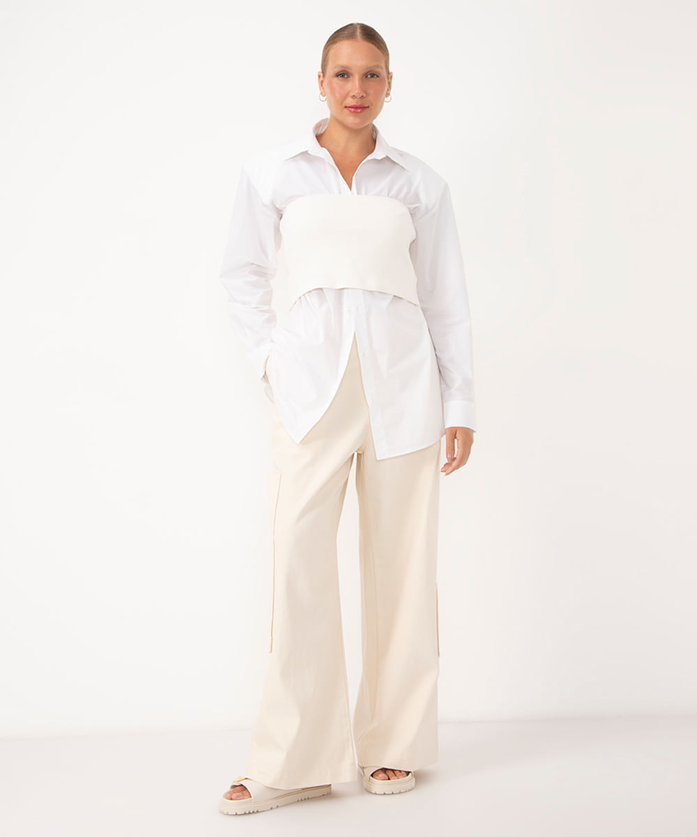 cropped de tricot sem alça bff agatha off white