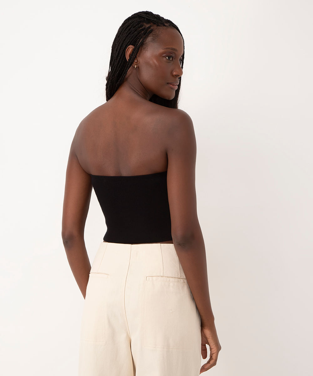 cropped de tricot sem alça bff agatha preto