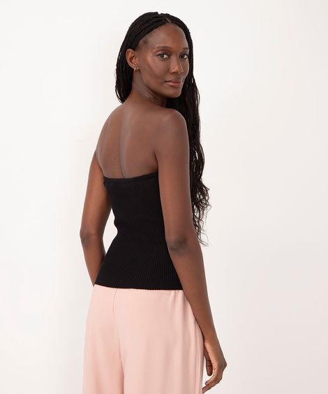 blusa de tricot sem alça bff camila preta
