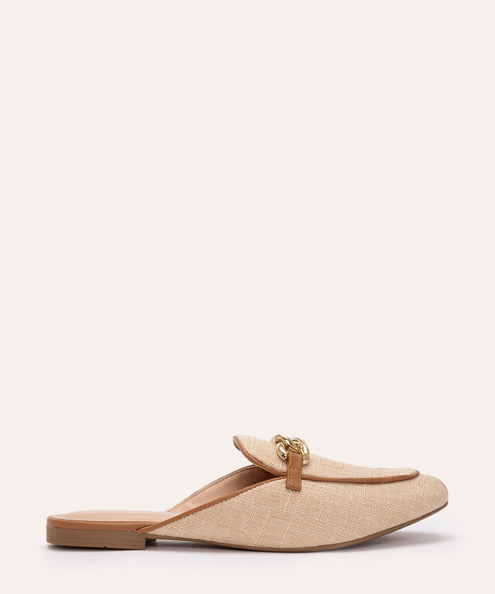 mule com fivela via uno bege