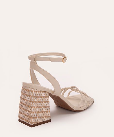 sandália salto alto bloco tressê oneself off white