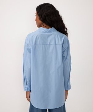 camisa de algodão oversized - AZUL