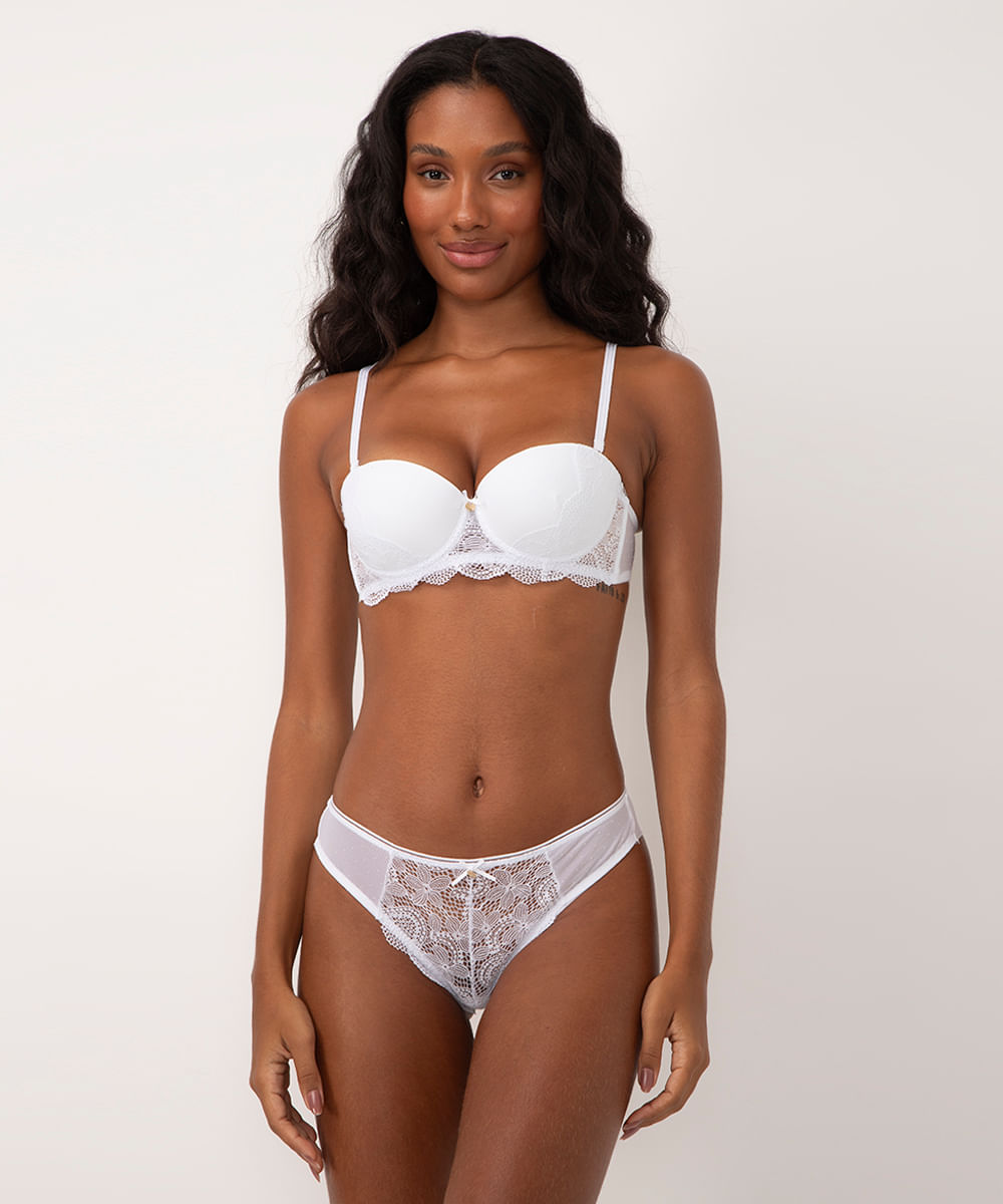 sutiã de renda com aro bojo e alças removíveis off white