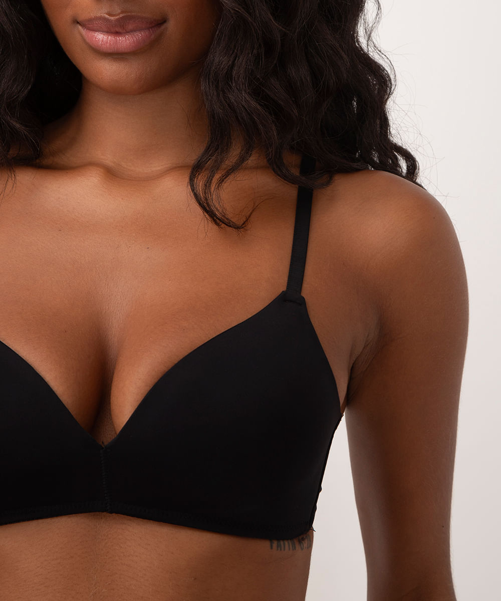 sutiã triangulo com bojo macio preto