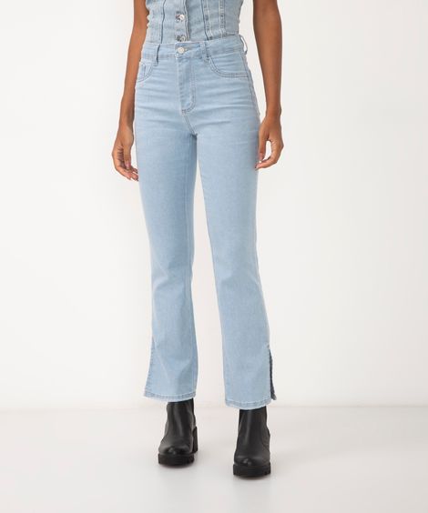 calça jeans reta cintura alta sawary azul
