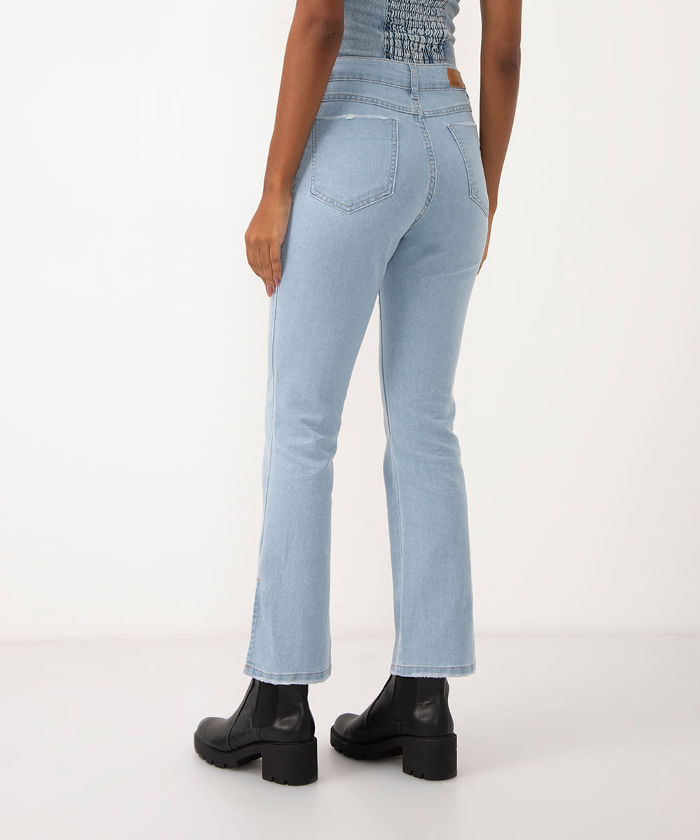 calça jeans reta cintura alta sawary azul