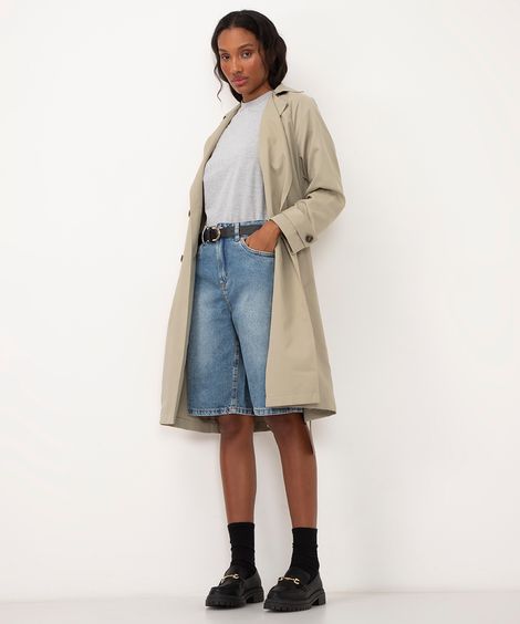 bermuda jeans oversized cintura média azul