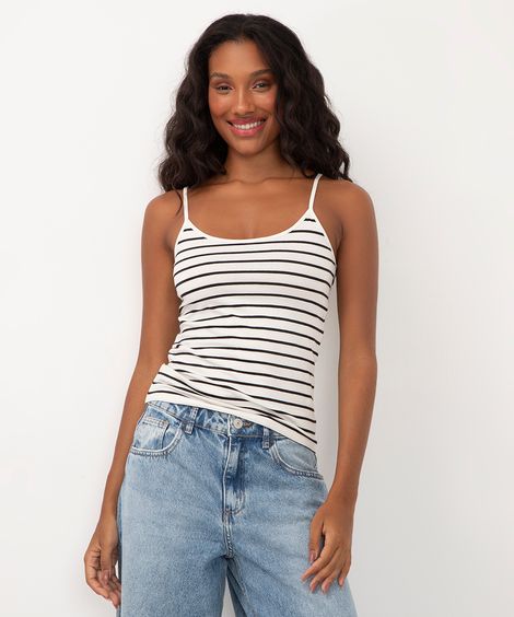 blusa de algodão peruano listrada off white