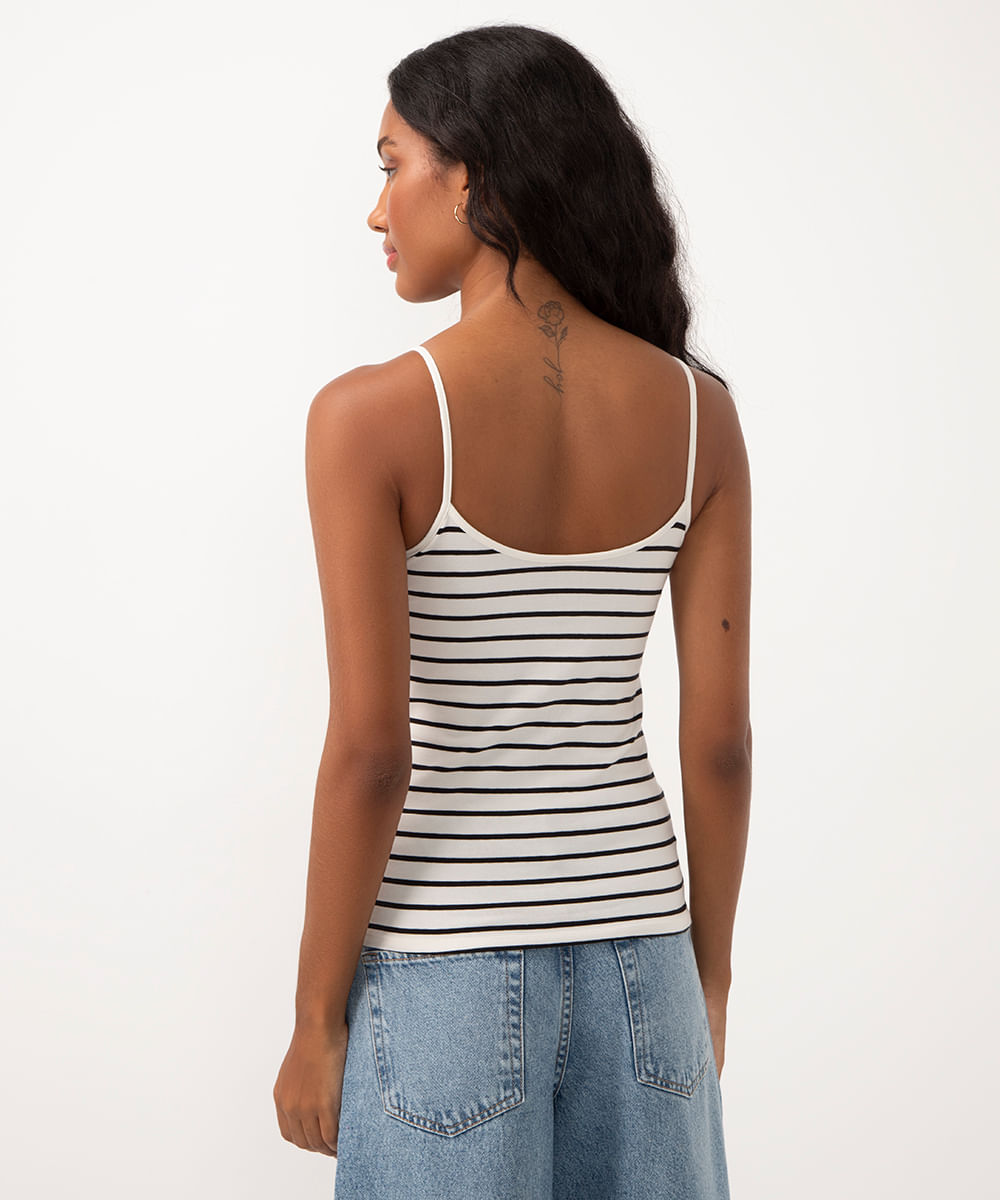 blusa de algodão peruano listrada off white