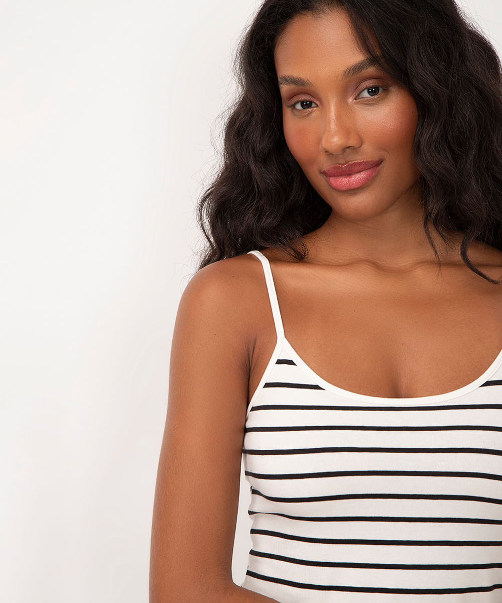 blusa de algodão peruano listrada off white