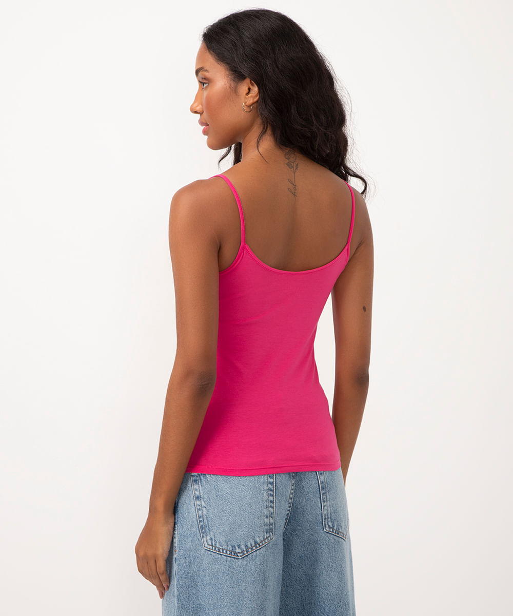 blusa de algodão peruano alça fina rosa