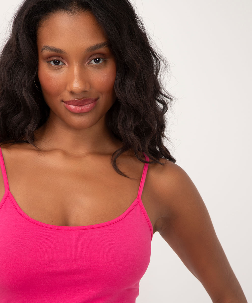 blusa de algodão peruano alça fina rosa