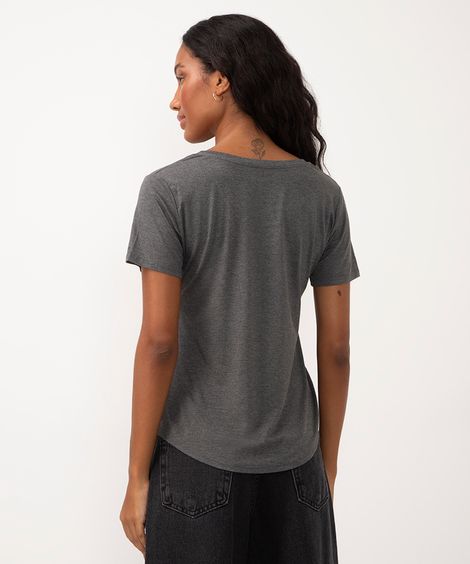 blusa básica manga curta verde militar - chumbo