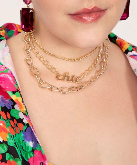 colar corrente tripla chic alexia hentsch dourado